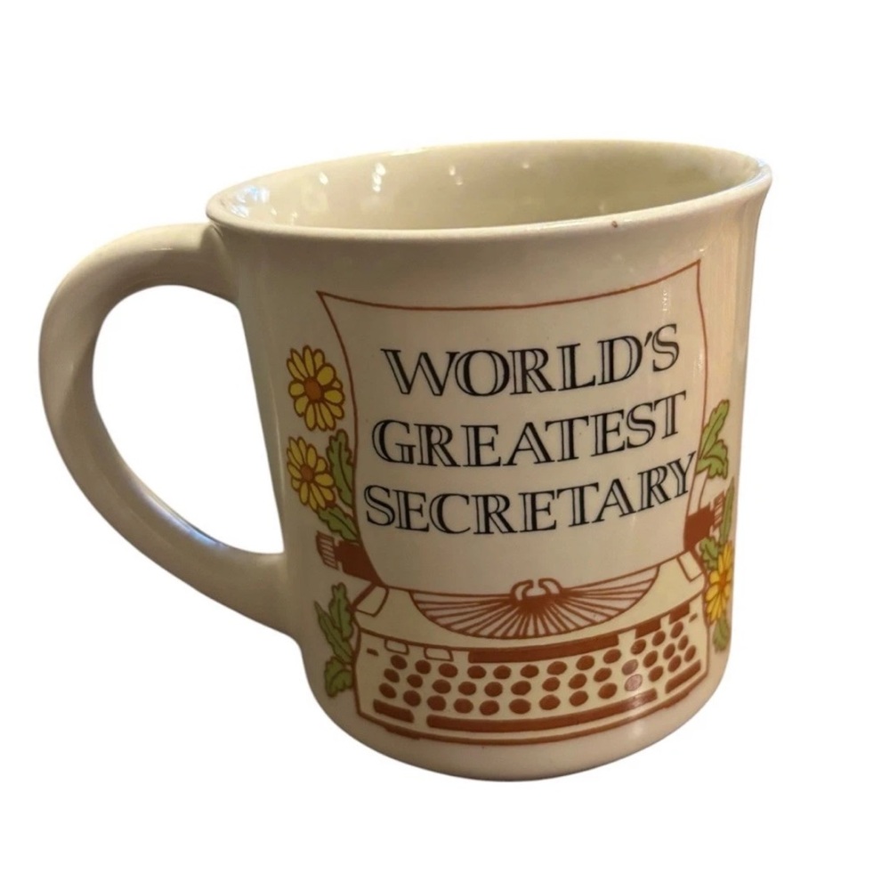 Vintage‎ “World’s Greatest Secretary” Floral Typewriter Mug